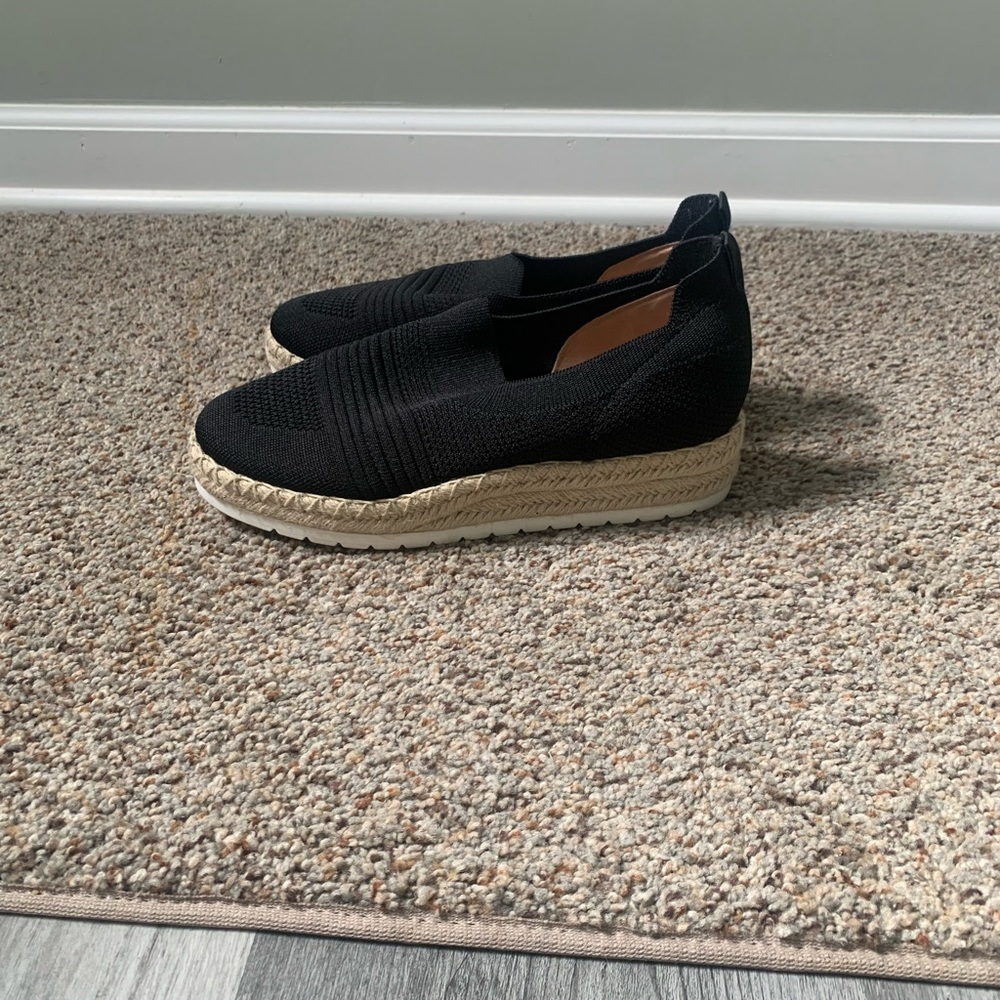 Adrienne Vittadini Sport Knit Espadrille Platform Sandal - Size 7.5